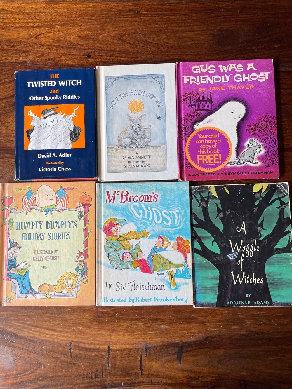 6 Vintage Children's Picture Books Witch / Ghost Halloween Woggle of Witches